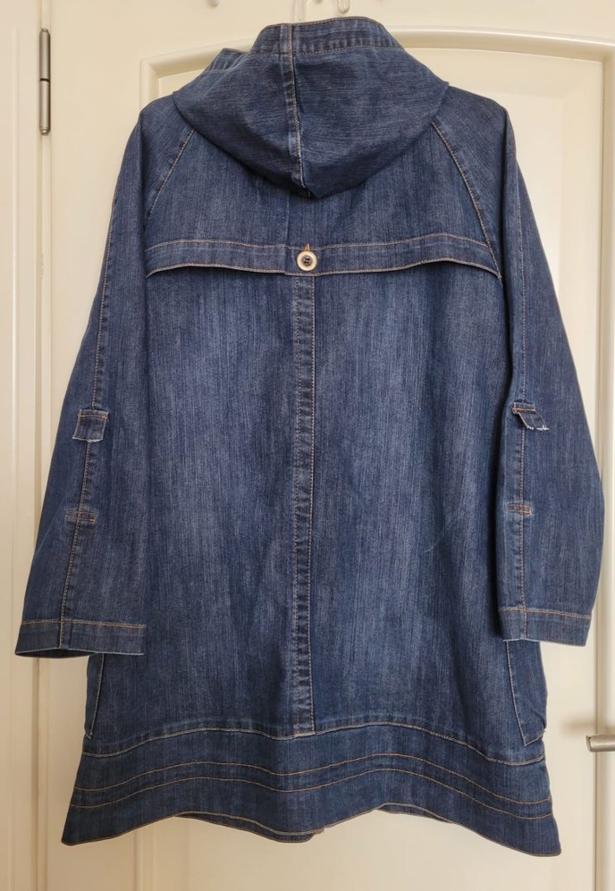 Düğmeli Lacivert Kadın Denim Trençkot/Pardesü - Görsel 4