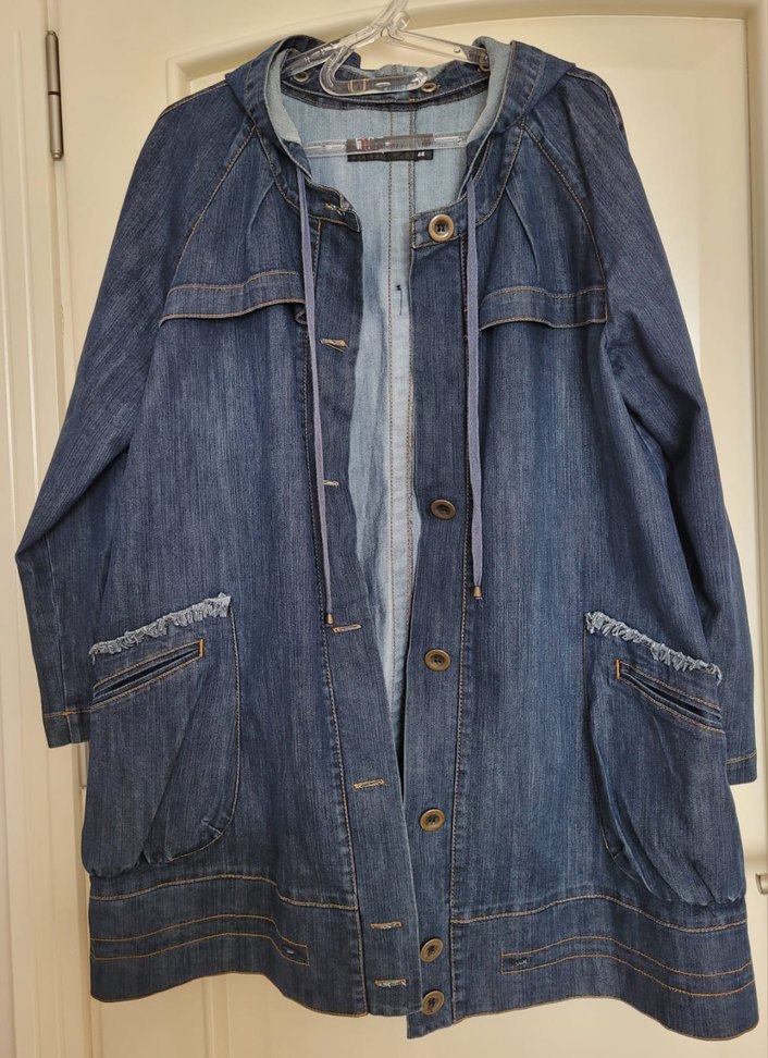 Düğmeli Lacivert Kadın Denim Trençkot/Pardesü - Görsel 3