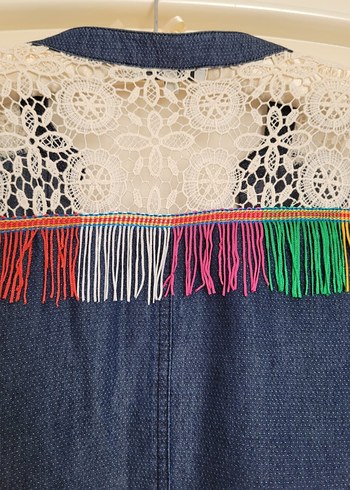 Faik Sönmez Püsküllü Nakışlı Kot Kadın Gömlek - Görsel 8