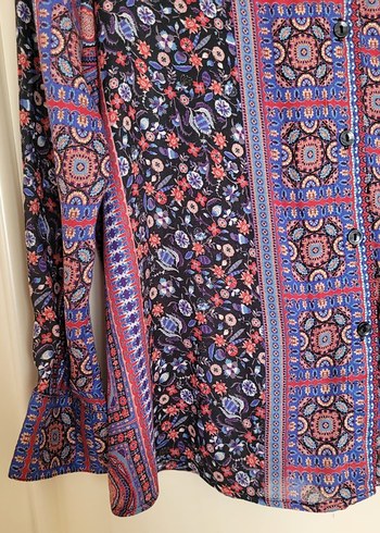 Faik Sönmez Bohem Desenli Uzun Kollu V Yaka Bluz/Gömlek - Görsel 6