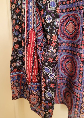 Faik Sönmez Bohem Desenli Uzun Kollu V Yaka Bluz/Gömlek - Görsel 9