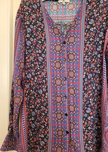 Faik Sönmez Bohem Desenli Uzun Kollu V Yaka Bluz/Gömlek - Görsel 7