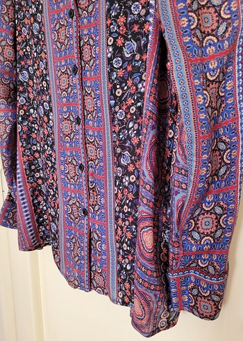 Faik Sönmez Bohem Desenli Uzun Kollu V Yaka Bluz/Gömlek - Görsel 11