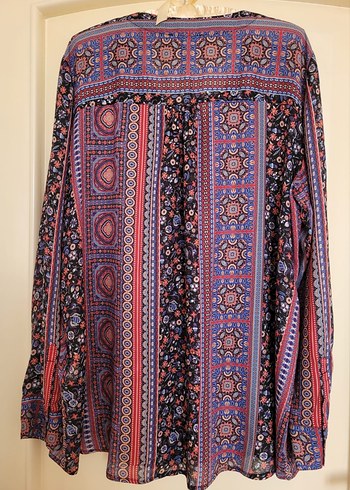 Faik Sönmez Bohem Desenli Uzun Kollu V Yaka Bluz/Gömlek - Görsel 10