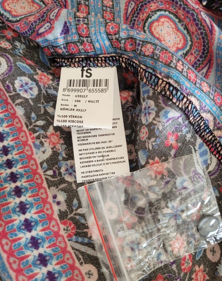 Faik Sönmez Bohem Desenli Uzun Kollu V Yaka Bluz/Gömlek - Görsel 5