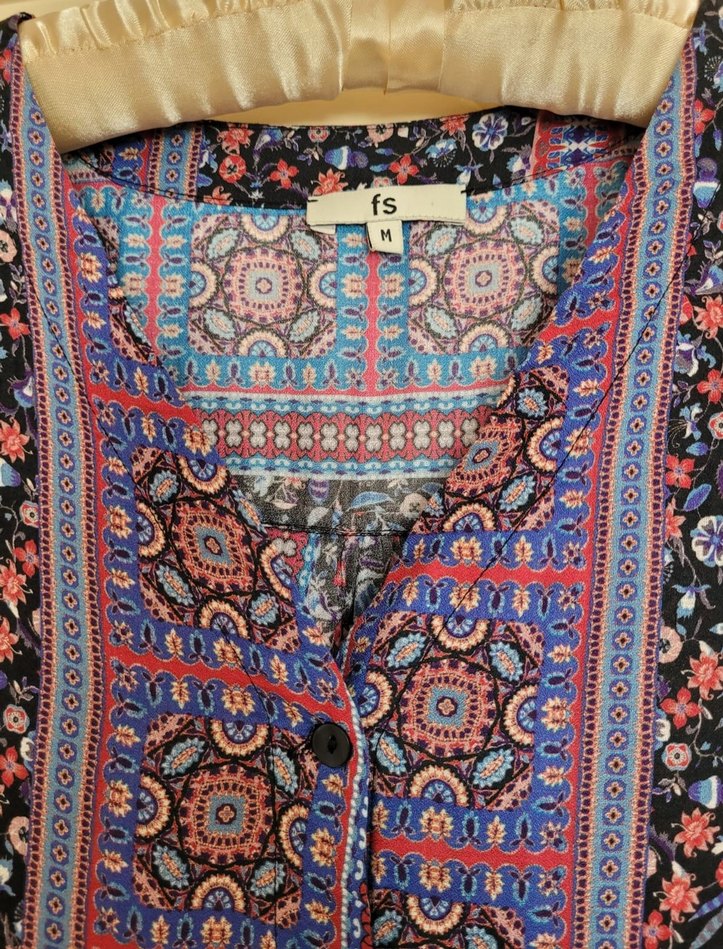 Faik Sönmez Bohem Desenli Uzun Kollu V Yaka Bluz/Gömlek - Görsel 3