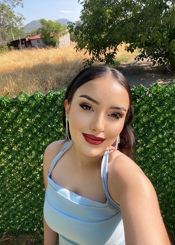 Mavi Drapeli Straplez Uzun Abiye Elbise terzilik işlem gördü - Görsel 3