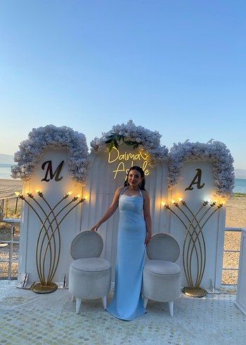 Mavi Drapeli Straplez Uzun Abiye Elbise terzilik işlem gördü - Görsel 2