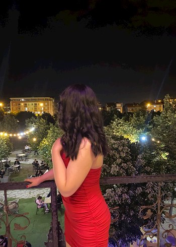 Kırmızı Drapeli Midi Abiye Elbise - Görsel 4