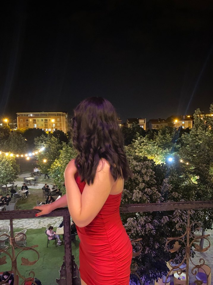 Kırmızı Drapeli Midi Abiye Elbise - Görsel 4