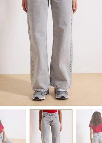 Gri Normal Kesim Midi Denim Kadın Pantolon - Görsel 2