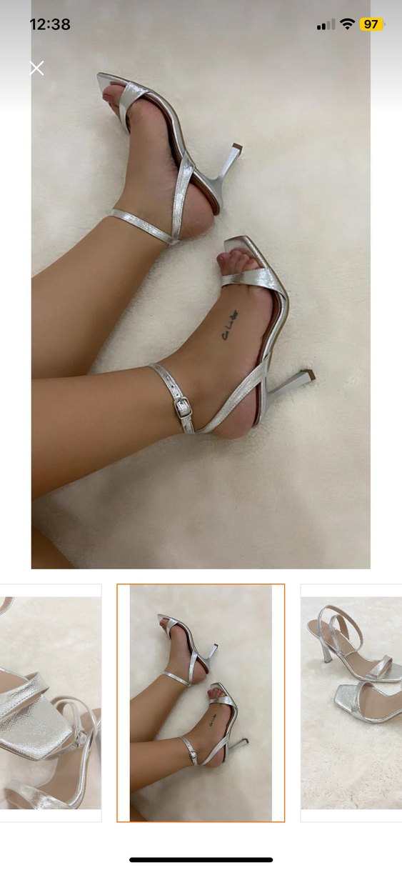 Gri Yılan Baskılı Tokalı İnce Topuklu Kadın Ayakkabı - Görsel 2