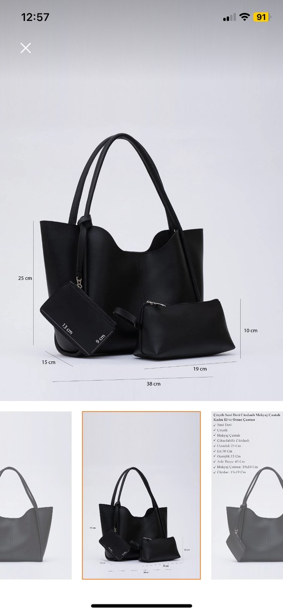 Siyah Deri Minimalist Kadın Omuz Çantası - Görsel 2