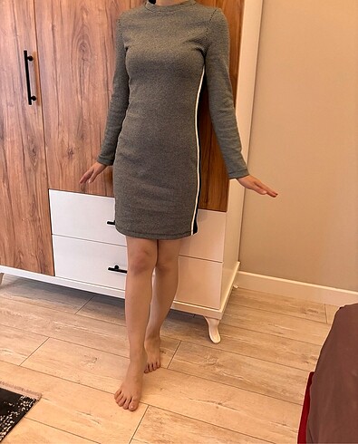 Kışlık mini kareli elbise