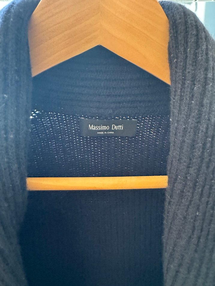 Massimo Dutti Erkek Lacivert Yün Hırka - Görsel 3