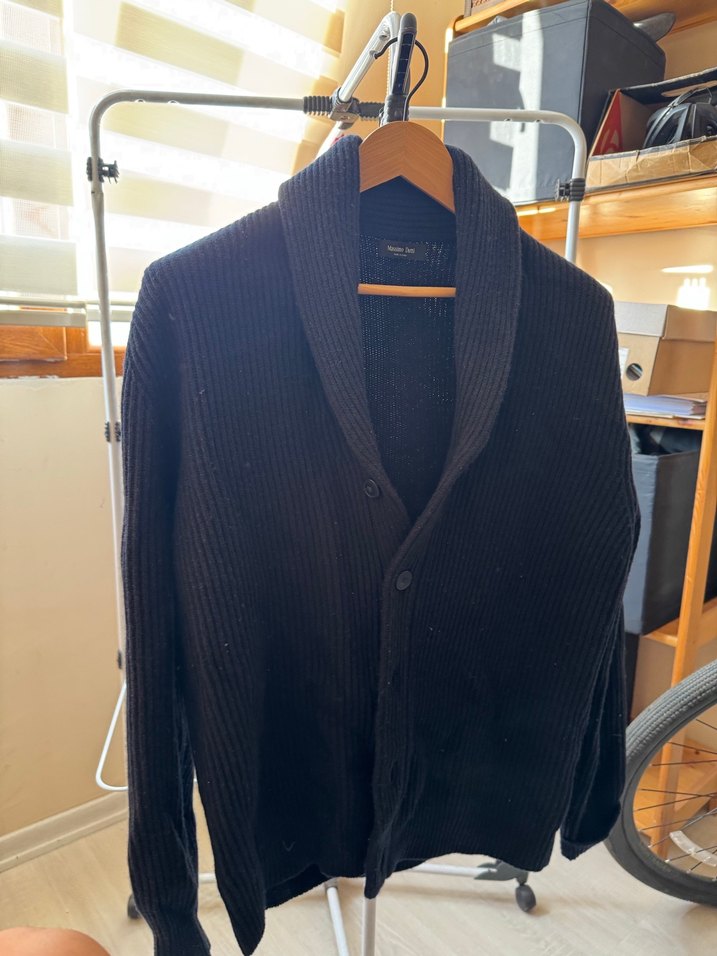 Massimo Dutti Erkek Lacivert Yün Hırka - Görsel 4