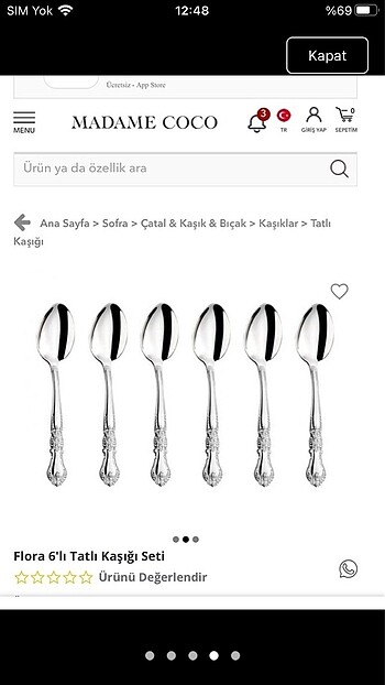 universal Beden çeşitli Renk Madame Coco Flora Tatlı Kaşığı seti