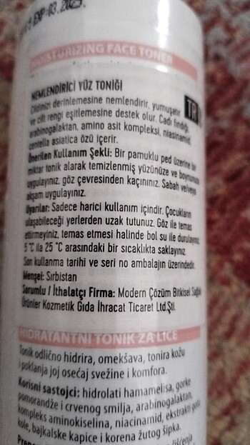 Önemlendirici yüz toniği