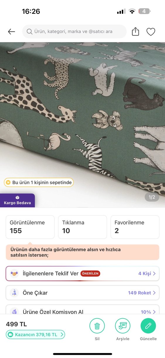 Gri Hayvan Desenli Nevresim Takımı ve lastikli çarşaf - Görsel 2