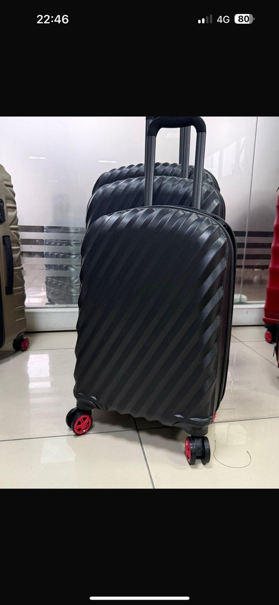 Kırmızı Minimalist Fermuarlı  Valiz 3 lü set - Görsel 4