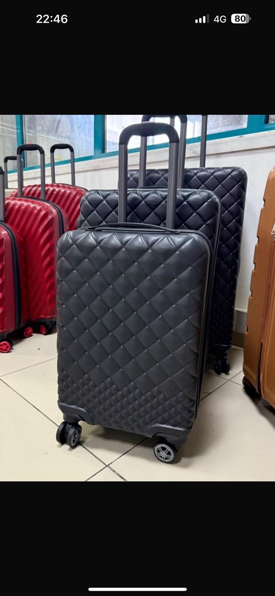 Kırmızı Minimalist Fermuarlı  Valiz 3 lü set - Görsel 2