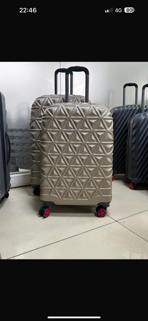 Kırmızı Minimalist Fermuarlı  Valiz 3 lü set - Görsel 5