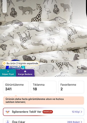 Beden H&M Siyah Baskılı Pamuklu Tek Kişilik Nevresim Takımı