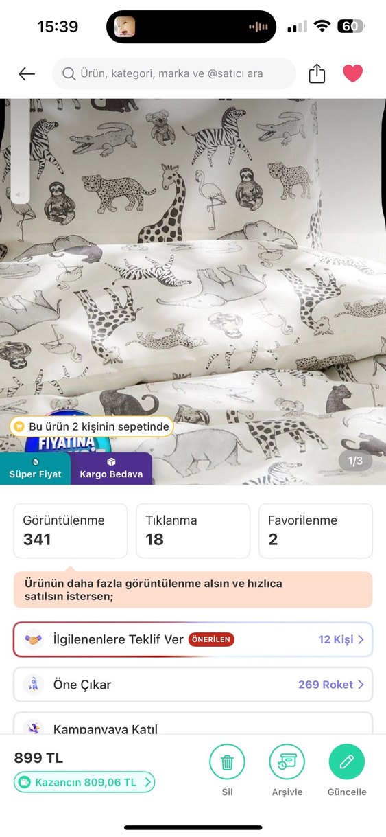 H&M Siyah Baskılı Pamuklu Tek Kişilik Nevresim Takımı - Görsel 2
