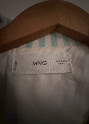 MANGO 
Bej Çizgili Midi Kadın Blazer Ceket - Görsel 2