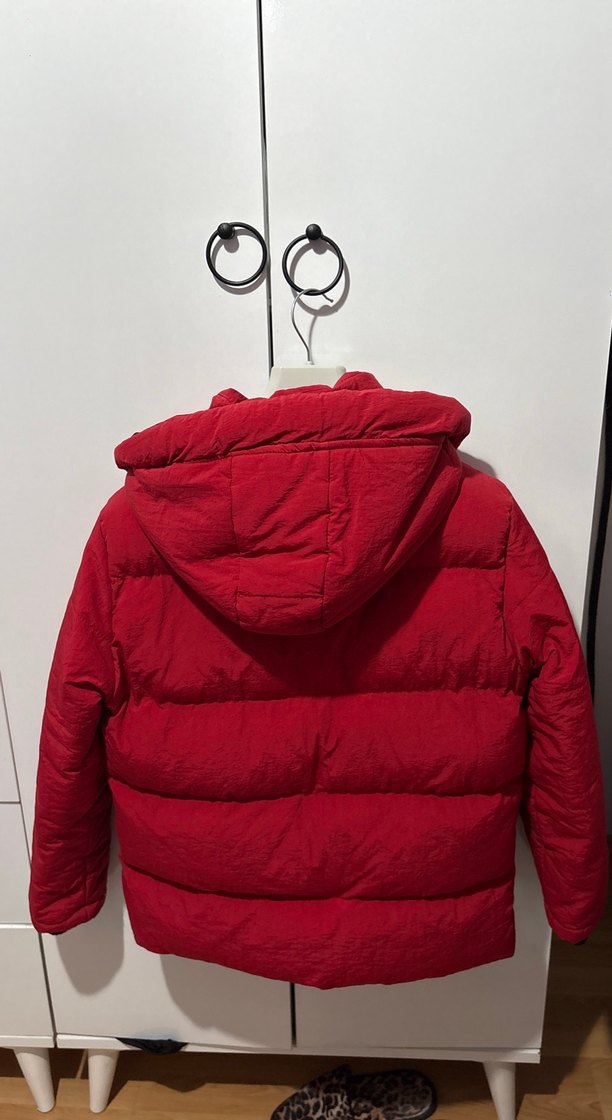 Kırmızı Fermuarlı Kadın Kışlık Mont - Görsel 3