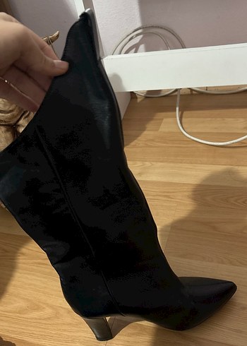 Kadın Siyah Deri Dizüstü Çizmeler - Görsel 2