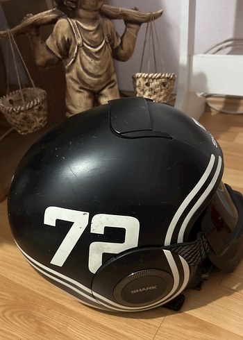 Kilitli Siyah SHARK Motosiklet Kaskı - Görsel 5