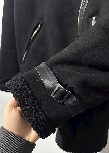 Siyah Süet Kadın Ceket Fermuarlı - Görsel 3