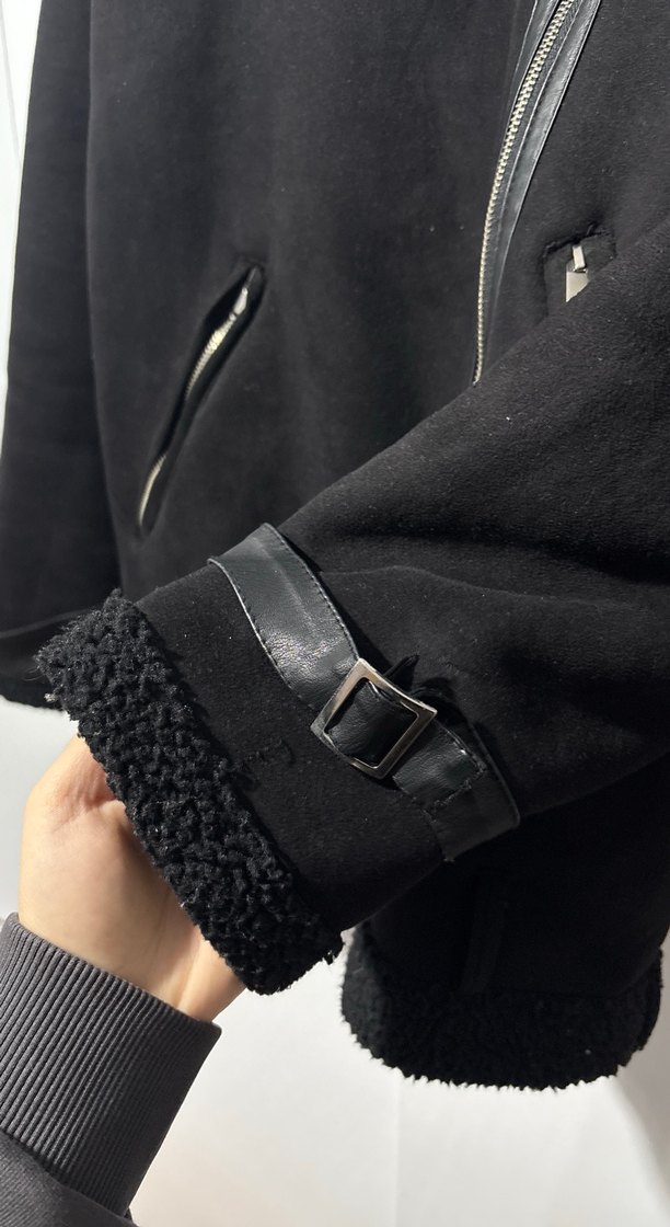 Siyah Süet Kadın Ceket Fermuarlı - Görsel 3