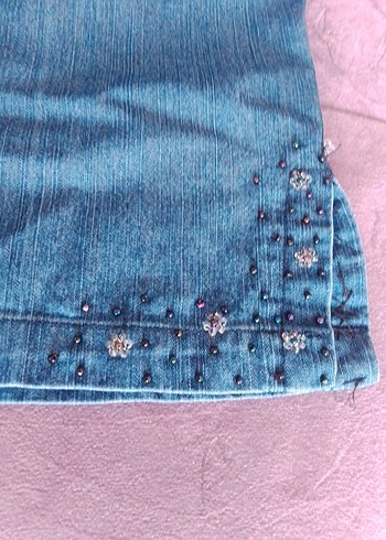 boncuk işlemeli kot pantolon - Görsel 8