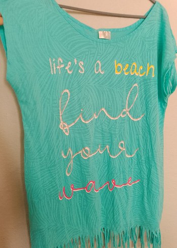 XXL BEDEN ETEKLERİ SAÇAKLI PLAJ TİŞÖRTÜ - Görsel 2