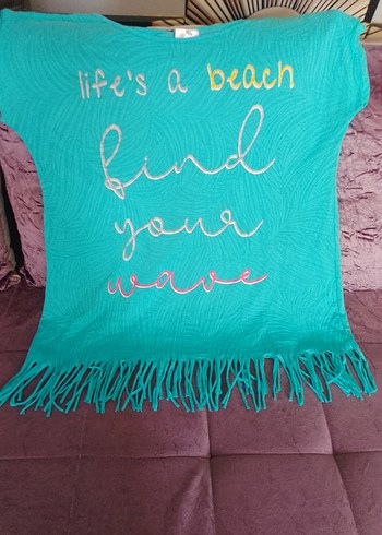 XXL BEDEN ETEKLERİ SAÇAKLI PLAJ TİŞÖRTÜ - Görsel 5