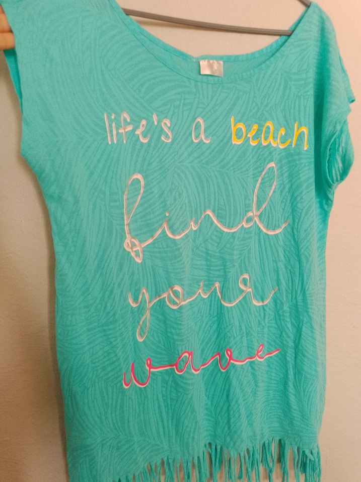 XXL BEDEN ETEKLERİ SAÇAKLI PLAJ TİŞÖRTÜ - Görsel 2