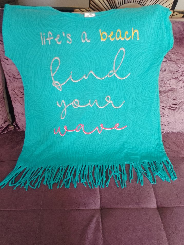 XXL BEDEN ETEKLERİ SAÇAKLI PLAJ TİŞÖRTÜ - Görsel 5