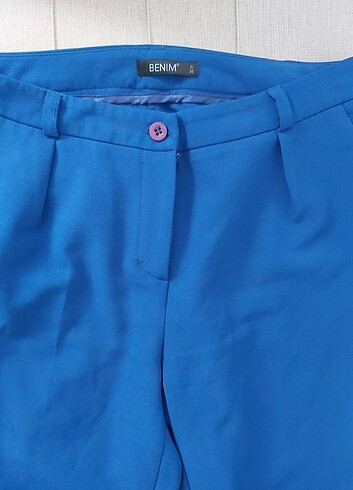 Saks mavisi kumaş havuç pantolon  - Görsel 3