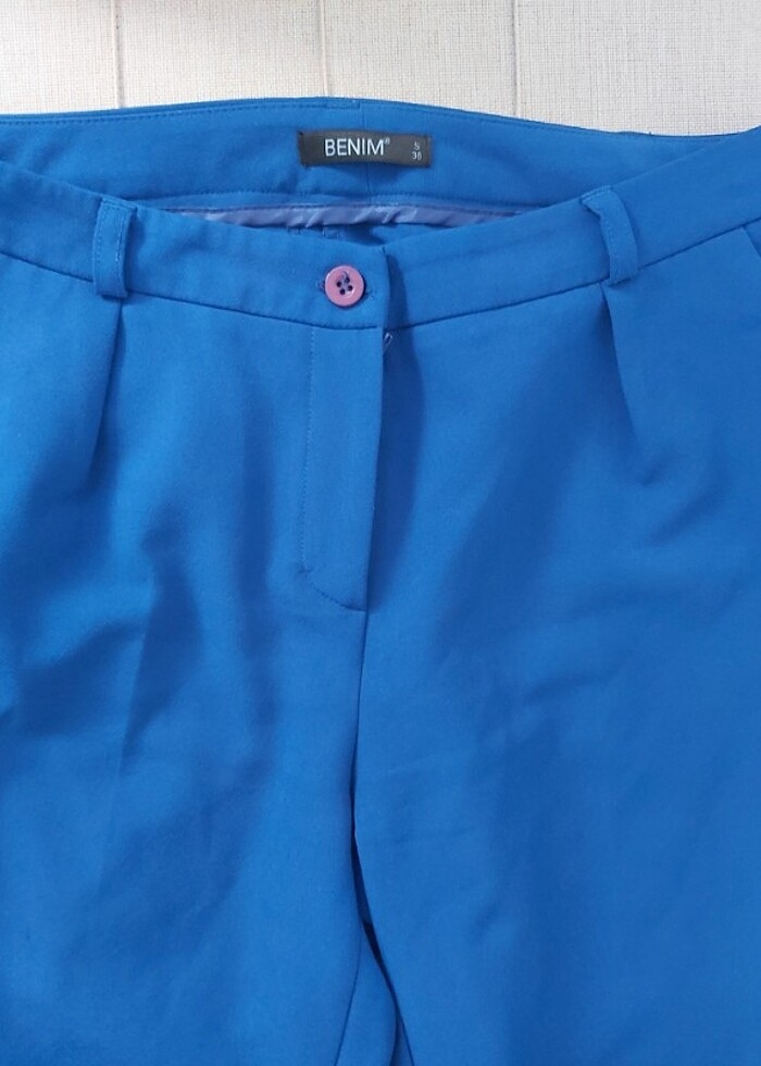 Saks mavisi kumaş havuç pantolon  - Görsel 3