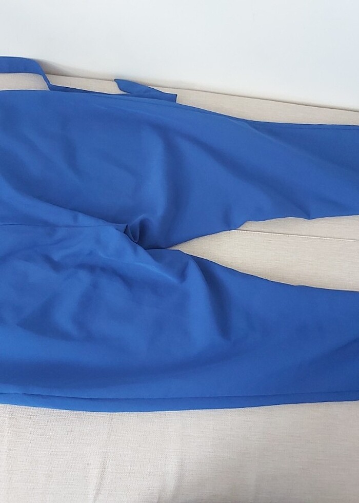 Saks mavisi kumaş havuç pantolon  - Görsel 4