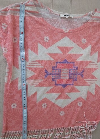 Püsküllü pembe bluz etnik desenli - Görsel 7