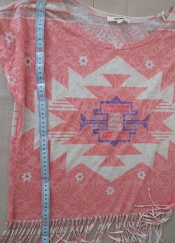 Püsküllü pembe bluz etnik desenli - Görsel 8