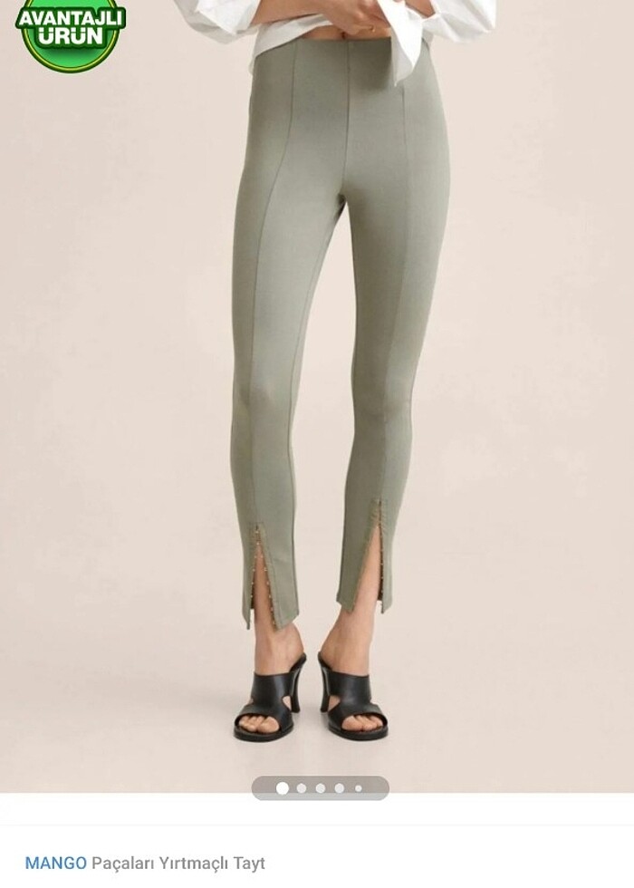 Mango yırtmaçlı haki tayt M beden - Görsel 4