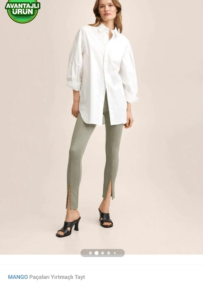 Mango yırtmaçlı haki tayt M beden - Görsel 2