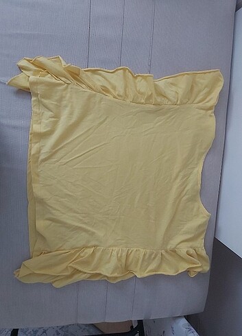 Sarı fırfır detaylı bluz s beden  - Görsel 2
