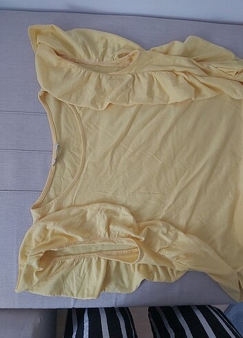 Sarı fırfır detaylı bluz s beden  - Görsel 3