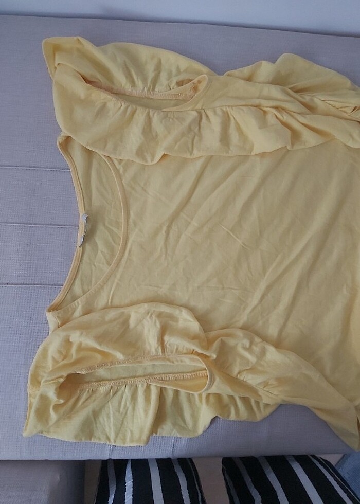 Sarı fırfır detaylı bluz s beden  - Görsel 3