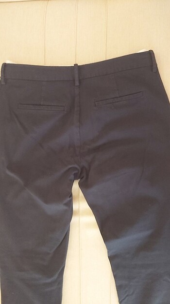 Keten kumaş karışımı klasik lacivert cigarette pantolon - Görsel 5